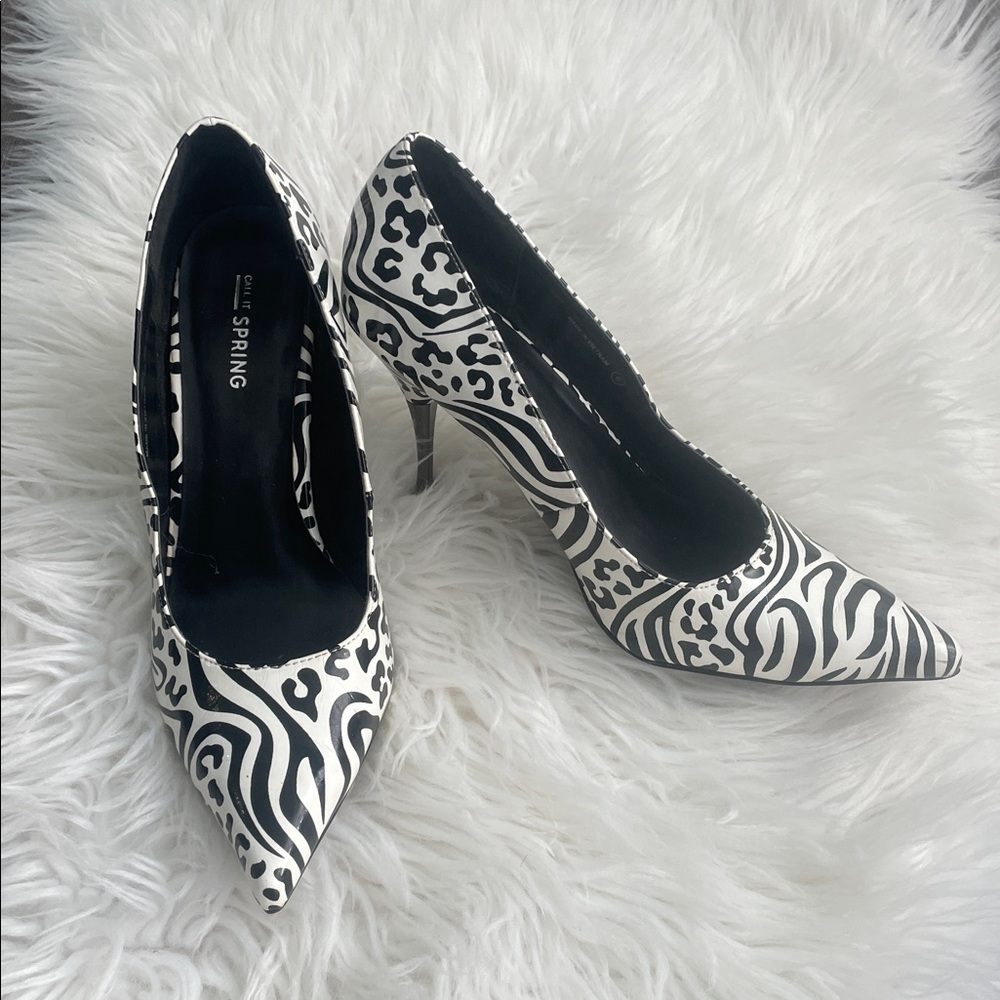 Call It Spring Black white call heels size 8